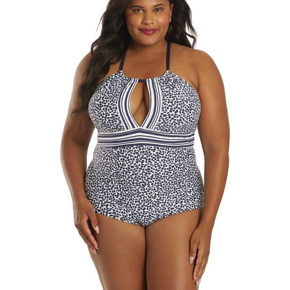 La Blanca Women's Plus Size Apulia High Neck Keyhole One Piece Swimsuit …